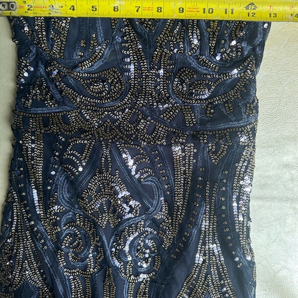 Club L London Blue and Silver Sequin Strapless Gown - Picture 6 of 9